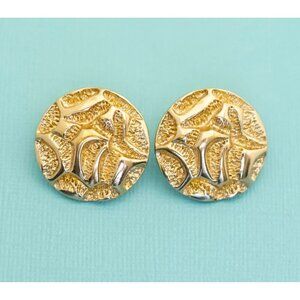 Vintage Gold Tone Abstract Medieval Stud Earrings by Avon - E1